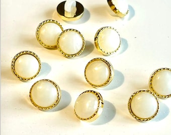 12 x 11mm gold pearl vintage style shank buttons. Blouse dress shirt buttons . R133