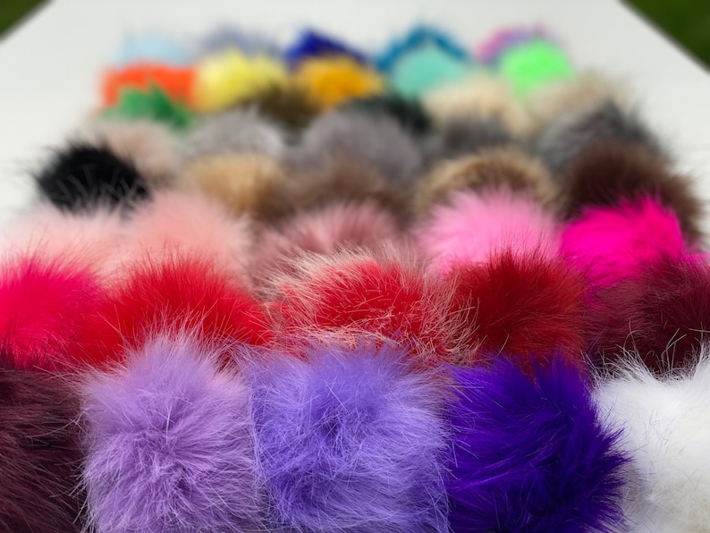 Pompoms. 46 colours available Faux fur. 10cm 4 when puffed out image 7