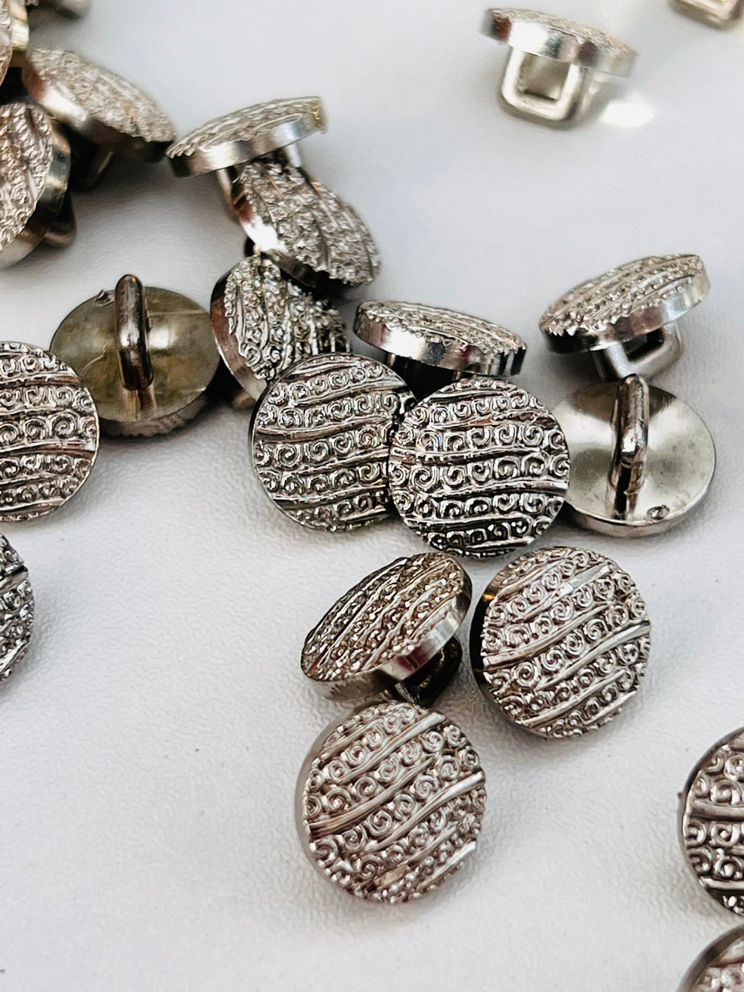 Silver Neck Button Pack of 10 10mm 1cm Silver Shank Buttons. Blouse Dress Shirt Buttons ...
