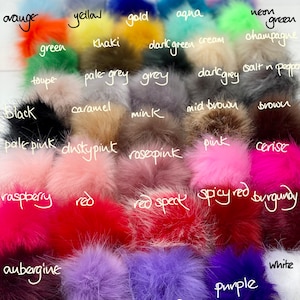 Pompoms. 46 colours available! Faux fur. 10cm (4” when puffed out)
