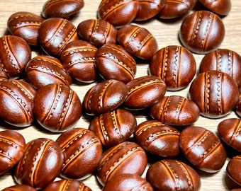 Pack of 6 16mm leather look light brown shank buttons . Brown Aran leather look baby cardigan buttons R66