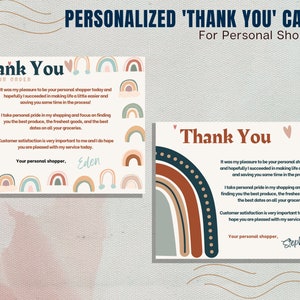 Desert Rainbow Thank You Cards for Personal Shoppers, Customer Appreciation, Thank You, Personal Note, Grocery Shopper, Personal Shopper