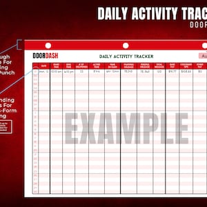 Doordash Daily Activity Tracker, Time Tracking, Delivery Log, Active ...