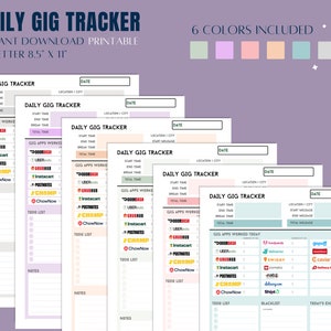 Daily Gig Tracker, Mileage & Expense Log (printable PDF) - Etsy