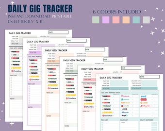 Daily Gig Tracker, Mileage & Expense Log (Printable PDF)