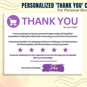 Personal Shopper Personalized Thank You Card, Customer Appreciation, Thank You, Personal Note, Grocery Shopper, Personal Shopper, Gig Worker