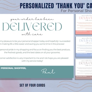 Thank You Card Bundle for Personal Shoppers, Customer Appreciation, Thank You, Personal Note, Grocery Shopper, Personal Shopper, Personalize