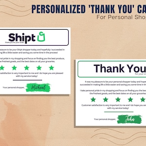 Thank You Card Duo for Personal Shoppers, Customer Appreciation, Thank You, Personal Note, Grocery Shopper, Personal Shopper, Personalized