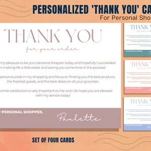 Thank You Card Bundle for Personal Shoppers, Customer Appreciation, Thank You, Personal Note, Grocery Shopper, Personal Shopper, Personalize