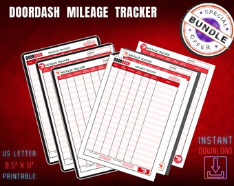 Doordash Mileage Tracker, Gig Earnings Log (Printable PDF)