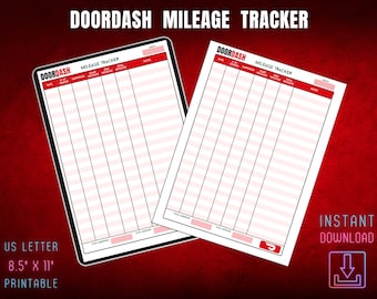 Doordash Mileage Tracker, Printable Car Journey Log (Digital Download)
