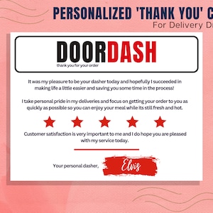 DoorDash, Lieferung, Essenslieferung, Kundendanke, Dankeskarte, Dankeschön, DoorDash, Gig Worker, Dasher, Fahrer