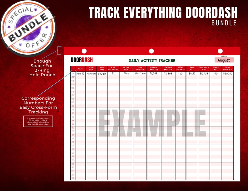 Doordash Trackers, Mileage, Daily Activity, Earnings, Delivery ...