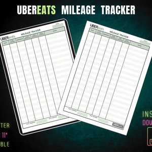 Compteur kilométrique UberEats, Kilométrage, Impressions numériques, Carnet de bord imprimable, Carnet de route en voiture, Kilométrage parcouru, Kilométrage du véhicule, Kilométrage de la voiture