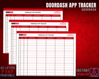 DoorDash App Tracker, Delivery Driver Stats Log (Digital Template)