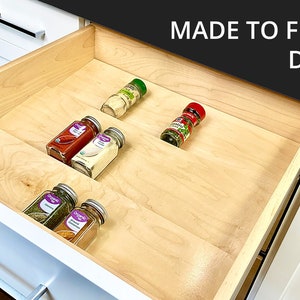 MAPLE Custom Kitchen Spice Rack Drawer Organizer Insert Tray| MODULAR | Organize your life with Custom Made to Fit Spice Organizers