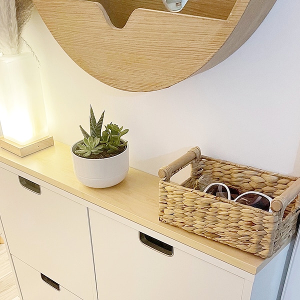 Wood Countertop panel for IKEA STALL shoe cabinet • Maple plywood 3/4" thick • clear natural finish •  top cover shelf • Ikea Mod Hack