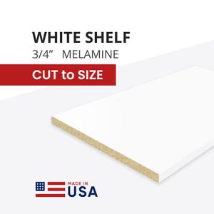 WHITE Cabinet Shelf • Melamine • 3/4&quot; Thick • Custom Cut-to-Size • Shelves for Kitchen, Bath, Closet, Laundry, Office & Crafts