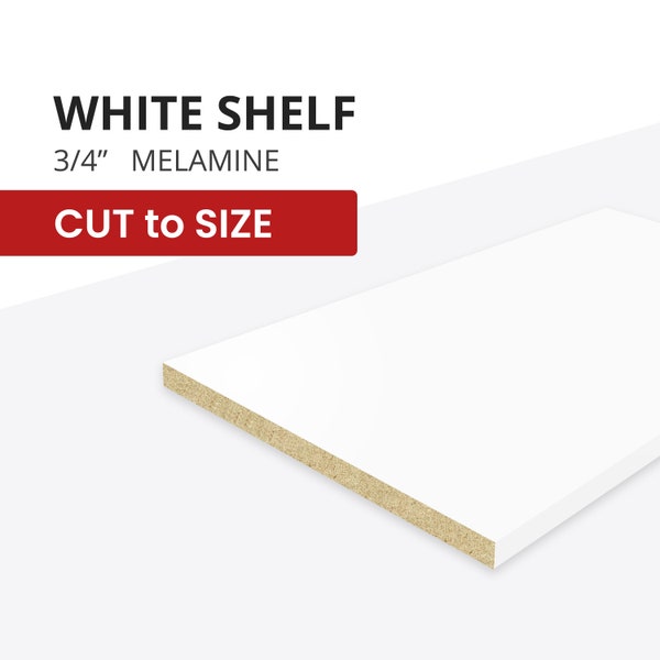 WHITE Cabinet Shelf  • Custom Cut-to-Size •  3/4" Thick • white melamine shelves for Kitchen, Bath, Closet, Laundry, Office, Arts & Crafts