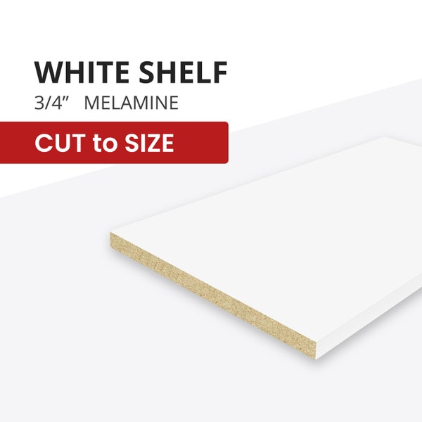 WHITE Cabinet Shelf  • Custom Cut-to-Size •  3/4" Thick • white melamine shelves for Kitchen, Bath, Closet, Laundry, Office, Arts & Crafts