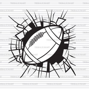 Smashing American Football Ball. Schnittdateien für Cricut. Clip Art (eps, svg, pdf, png, dxf, jpeg).