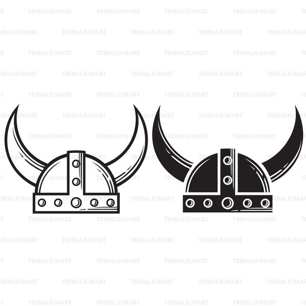 Viking Helmet. Cut files for Cricut. Clip Art silhouette (eps, svg, pdf, png, dxf, jpeg).
