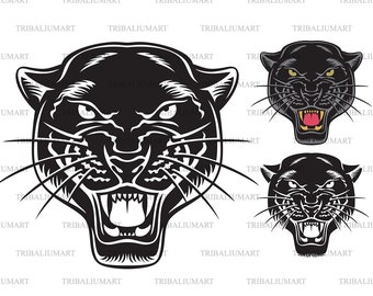 Panther face (head). Cut files for Cricut. Clip Art silhouette (eps, svg, pdf, png, dxf, jpeg).