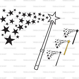 Baguette magique. Couper des fichiers pour Cricut. Silhouette Clip Art (eps, svg, pdf, png, dxf, jpeg).