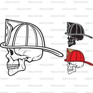 Firefighter Skull (Fireman Helmet). Cut files for Cricut. Clip Art (eps, svg, pdf, png, dxf, jpeg).