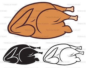 Gebratenes Huhn. Dateien für Cricut ausschneiden. ClipArt (eps, svg, pdf, png, dxf, jpg).