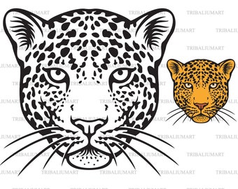 Jaguar head. Cut files for Cricut. Clip Art silhouette (eps, svg, pdf, png, dxf, jpeg).