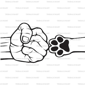 Paw Fist Bump (Fistbump). Knip bestanden voor Cricut. Clip Art silhouet (eps, svg, pdf, png, dxf, jpeg).