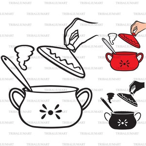 Panela. Cortar arquivos para Cricut. Silhueta de clipart (eps, svg, pdf, png, dxf, jpeg).