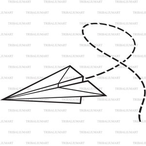 Paper airplane route. Cut files for Cricut. Clip Art silhouettes (eps, svg, pdf, png, dxf, jpeg).