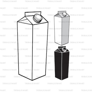 Milk carton box (eps, svg, pdf, png, dxf, jpeg). NOTICE: this is art picture, not teaching material or pattern.