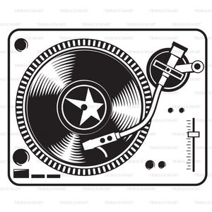 Mélangeur de platine de musique DJ. Couper des fichiers pour Cricut. Clip art (EPS, SVG, PDF, png, DXF, JPEG).