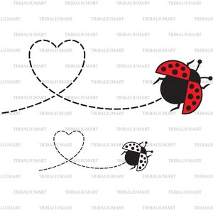 Coccinella o coleottero con il cuore. Taglia i file per Cricut (eps, svg, pdf, png, dxf, jpeg).