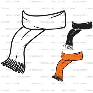 Gestrickter Schal. Schnittdateien für Cricut. Clip Art Silhouetten (eps, svg, pdf, png, dxf, jpeg).