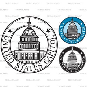 Capitólio dos Estados Unidos (Washington DC). Cortar arquivos para Cricut. Silhuetas de clipart (eps, svg, pdf, png, dxf, jpeg).