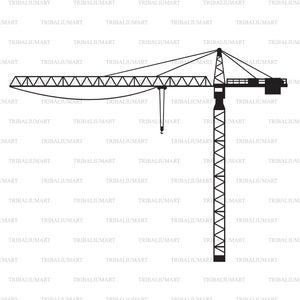 Construção de guindastes. Cortar arquivos para Cricut. Silhueta de clipart (eps, svg, pdf, png, dxf, jpeg).