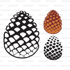 Pine cone. Cut files for Cricut. Clip Art silhouettes (eps, svg, pdf, png, dxf, jpeg).