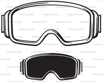 Ski goggles (winter sport glasses). Cut files for Cricut. Clip Art (eps, svg, pdf, png, dxf, jpeg).