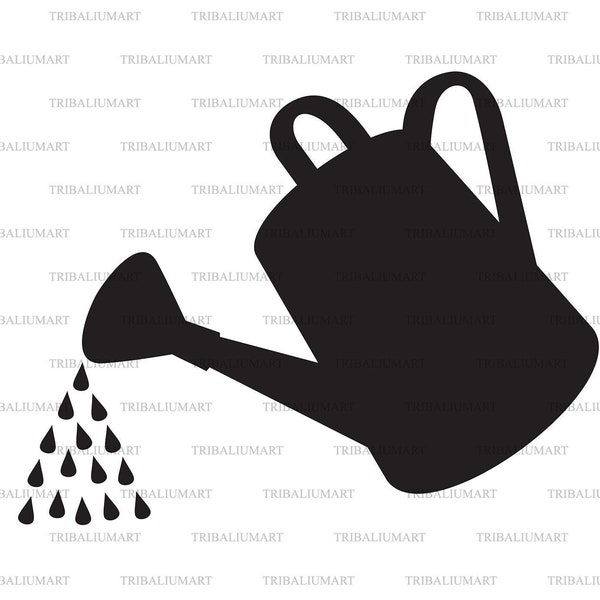 Watering can. Cut files for Cricut. Clip Art silhouettes (eps, svg, pdf, png, dxf, jpeg).