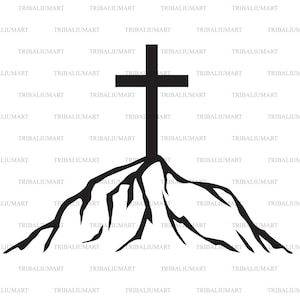 Cross and mountain. Cut files for Cricut. Clip Art silhouette (eps, svg, pdf, png, dxf, jpeg).