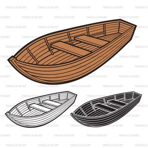 Bote de madera. Cortar archivos para Cricut (eps, svg, pdf, png, dxf, jpeg). AVISO: esta es una imagen artística, no material didáctico ni patrón.