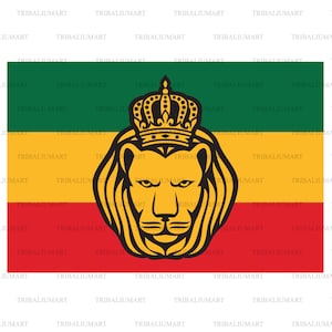 Bandiera rastafarian con il leone di Giuda - sfondo reggae (eps, svg, pdf, png, dxf, jpeg).