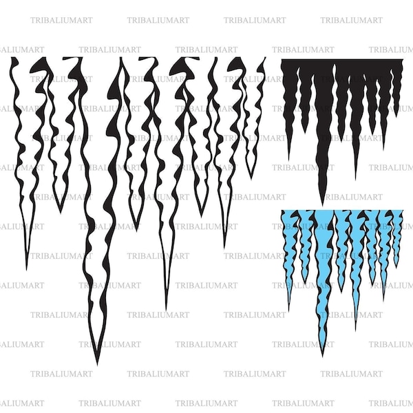 Icicle. Cut files for Cricut. Clip Art silhouette (eps, svg, pdf, png, dxf, jpeg).