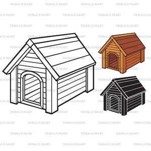 Maison de chien. Coupez les fichiers pour Cricut. Silhouette Clip Art (eps, svg, pdf, png, dxf, jpeg).