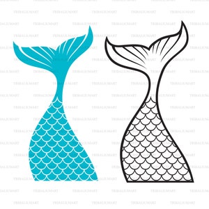 Meerjungfrau Schwanz. Dateien für Cricut ausschneiden. ClipArt Silhouette (eps, svg, pdf, png, dxf, jpg).