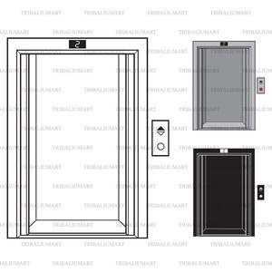 Elevador com porta aberta. Cortar arquivos para Cricut. Silhueta de clipart (eps, svg, pdf, png, dxf, jpeg).